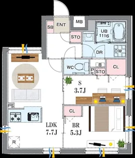 プラティーク品川中延【1階】の間取り