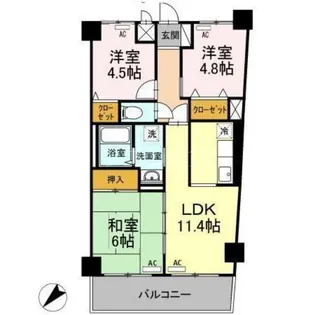 モニュメントスクウェア参番館【1階】の間取り