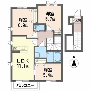 ルミエール竹原 A B【2階】の間取り