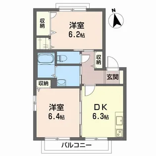 シャーメゾン東垣生【B202号室】の間取り