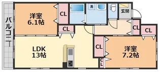アヴェーク土居田Ⅱ【303号室】の間取り