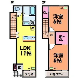 カーサ土居田【2号室】の間取り