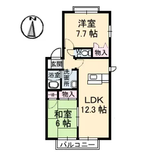グランシードあい A棟・【A202号室】の間取り