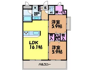 ウィステリアⅡ・【401号室】の間取り