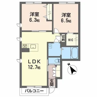 シュ・フルークA・B・【A102号室】の間取り