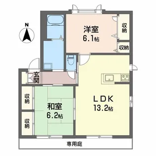 ウエストフィールド C棟【C101号室】の間取り