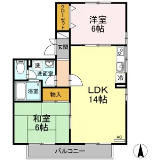 ハイカムール南【1階】の間取り