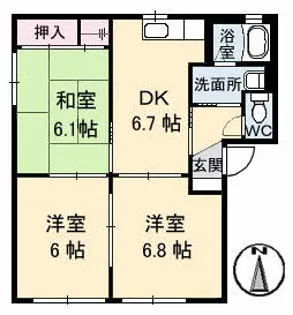 エーデルハイム栗田A【1階】の間取り