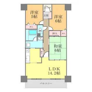 サーパス祝谷【1203号室】の間取り