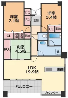 ジョイフルプラザ土居田【407号室】の間取り