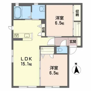 グランマスト古川北B棟【B101号室】の間取り