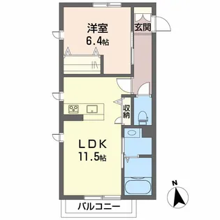 LUNA A棟・【A201号室】の間取り