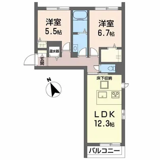 ガルテンMASAKI A棟【1階】の間取り