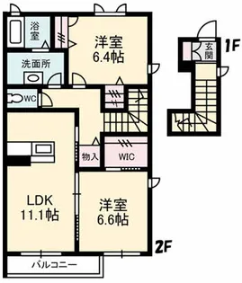 アルフラット椿 B棟【B203号室】の間取り