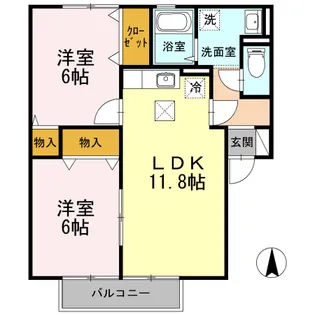 リヴェール チカ A・B棟【1階】の間取り