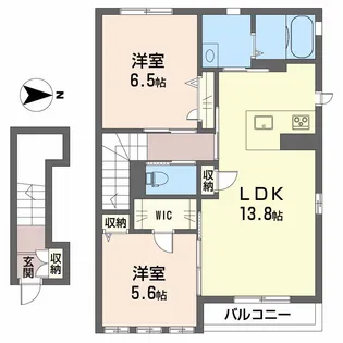 クオーレ清住【201号室】の間取り