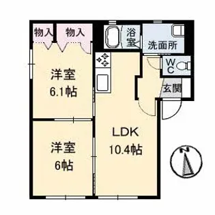 アルバトロス空港通 C【C101号室】の間取り