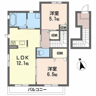 クレセオSakuraA棟【A202号室】の間取り