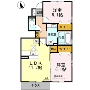 カトレア A B C D棟【1階】の間取り