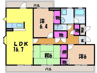 クオレフェリーチェ清水・【3階】の間取り