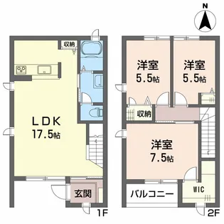 愛媛県松山市山越3丁目【テラスハウス】の間取り