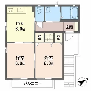 クレシエンド西垣生 A棟 B棟【2階】の間取り