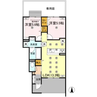アヴェンセ C棟【B202号室】の間取り