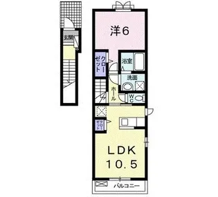 ミルト松前Ⅱ−Ⅰ【2階】の間取り