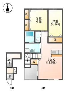 ファミーユコート【2階】の間取り
