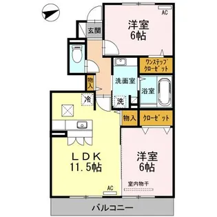 グレイス ソシア K【C102号室】の間取り