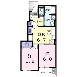 ミルト松前Ⅱ−Ⅳ【1階】の間取り