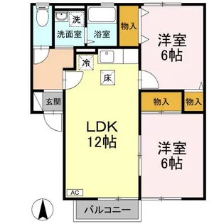 カルフール松本B・【B102号室】の間取り