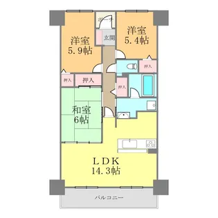 サーパス祝谷【204号室】の間取り