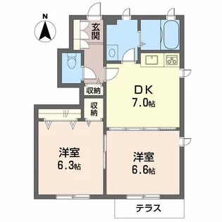 grove place A棟 B棟【1階】の間取り