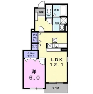 ポム・ド・テール【1階】の間取り