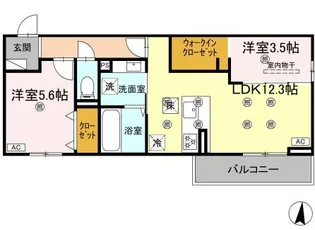 クランツ北井門A【1階】の間取り