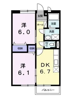 シャトー野口Ⅱ【1階】の間取り