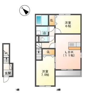 メルローズ【2階】の間取り