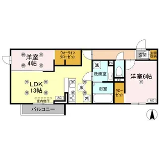 クランツ古川西A棟【A102号室】の間取り