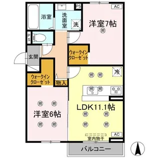クランツ古川西A棟【A201号室】の間取り