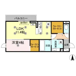 クランツ古川西A棟【A203号室】の間取り