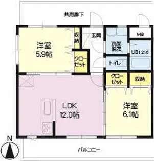 アベリア【203号室】の間取り