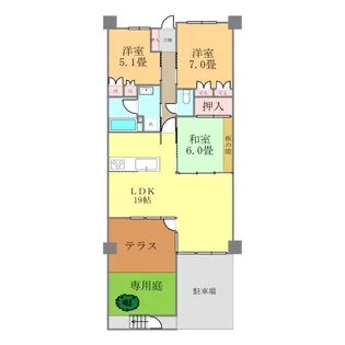 サーパス道後公園南【0105号室】の間取り