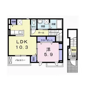 サン住吉双葉Ⅱ【2階】の間取り