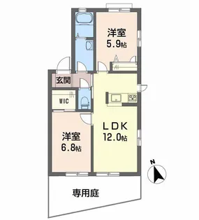 プランドール凛 A B【102号室】の間取り