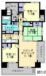 アルファステイツ市駅前【905号室】の間取り