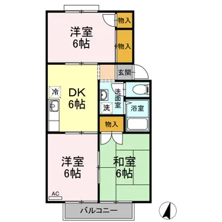 グリーンパーク佐伯 B D【D202号室】の間取り