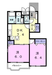 ミニヨンフルールB【1階】の間取り