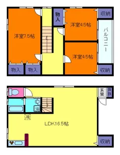 兵庫県神戸市灘区中郷町2丁目【テラスハウス】の間取り