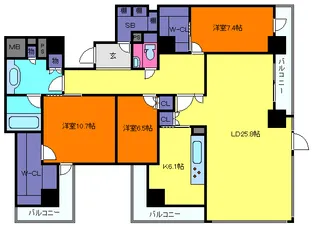 ザ・パークハウス芦屋川【5階】の間取り